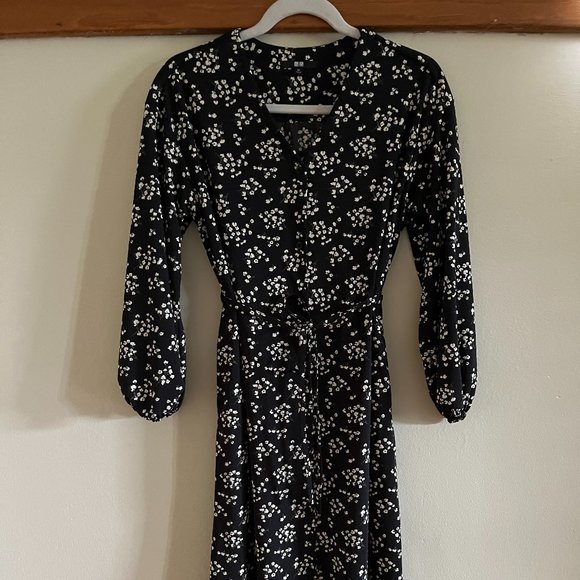 Long-Sleeved Button-Up Floral Midi Dress with Pockets - Uniqlo - Picture 1 of 7